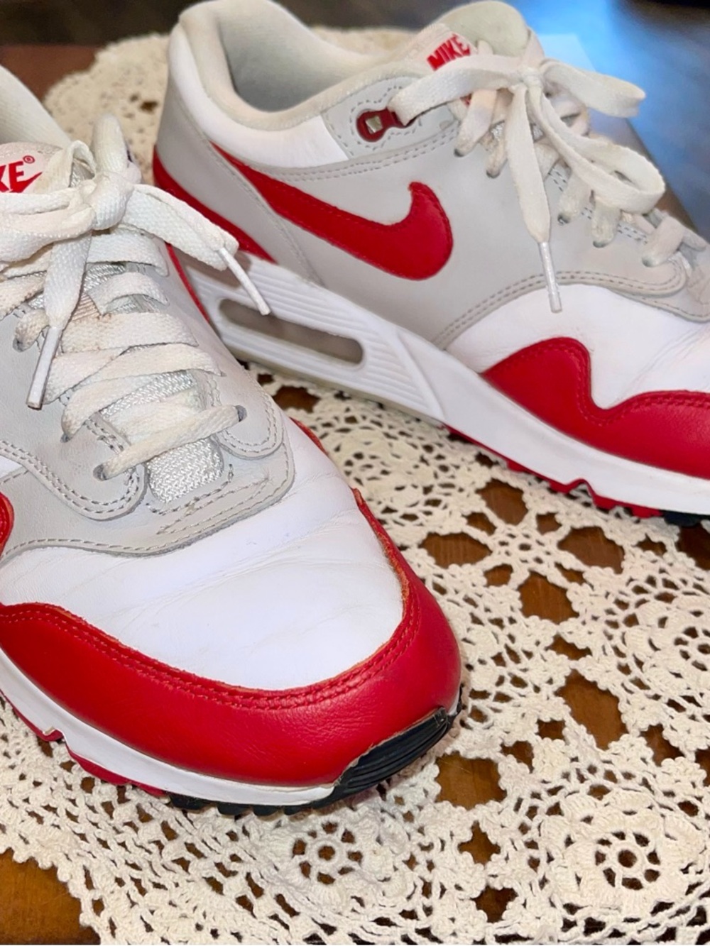 Nike Women’s White and Red Sneakers